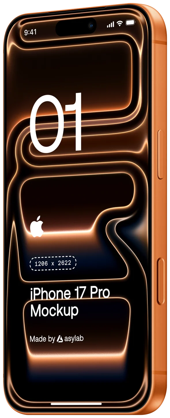 Orange iPhone viewed at an angle